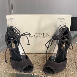 Lauren Ralph Lauren Charcoal Lace-Up Heels